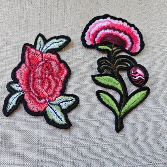 Iron On Patches Embroidery Floral Multi Colot Applique Patches Lot of 2 - Picture 4 of 8